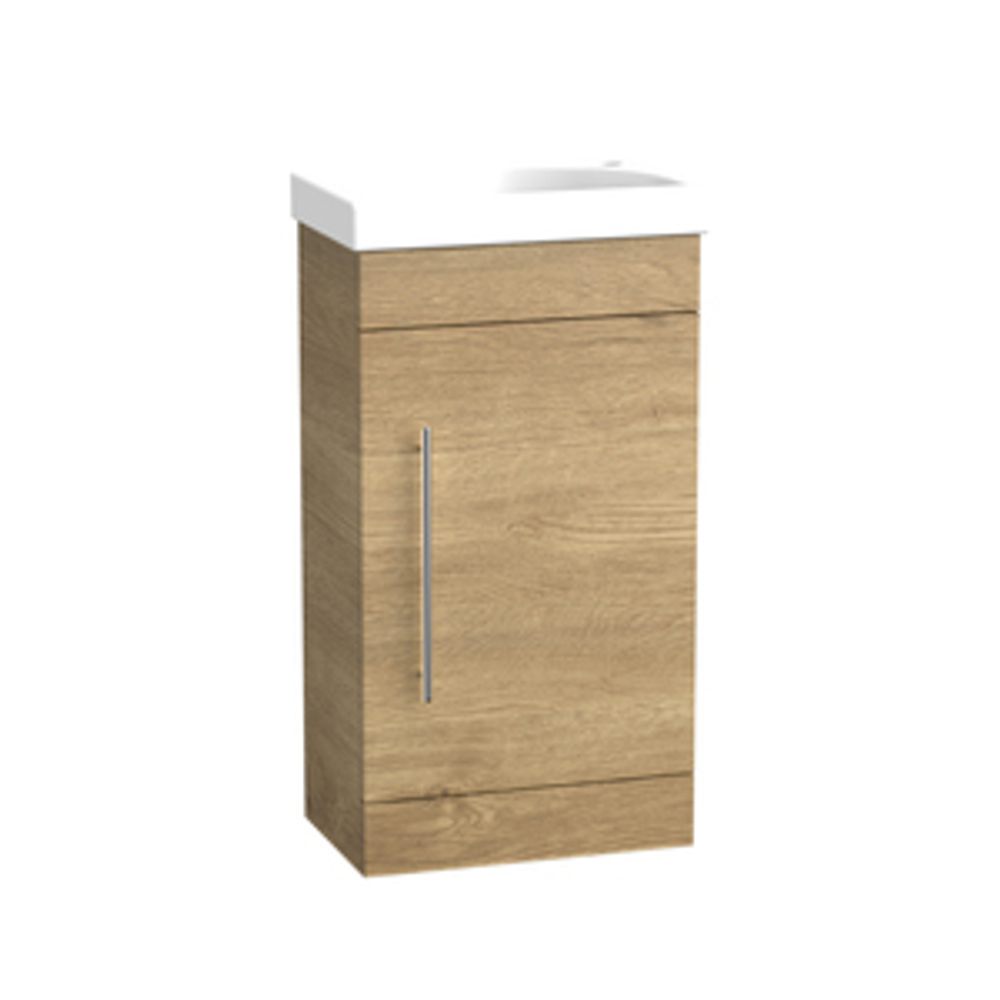 Esta 450 Cloakroom Vanity Unit Sand Oak 1065293 slide image Esta 450 Cloakroom Vanity Unit Sand Oak 1065293 slide image