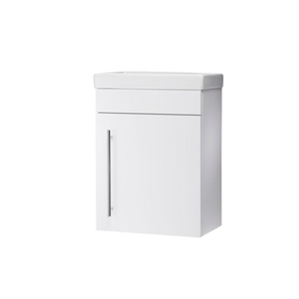 Esta 450 Wall Mounted Basin Unit Gloss White 1064350 slide image Esta 450 Wall Mounted Basin Unit Gloss White 1064350 slide image