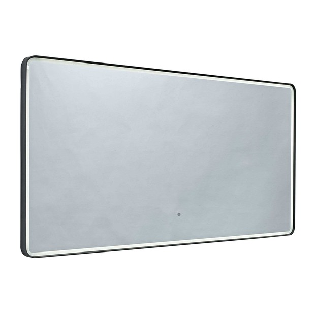 metal frame illuminated bathroom mirror