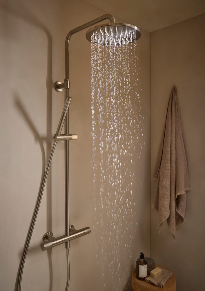 Faber Brushed Nickel Duel Function Bar Shower Lifestyle slide image Faber Brushed Nickel Duel Function Bar Shower Lifestyle slide image