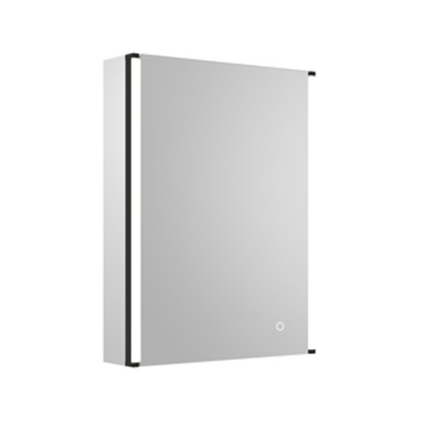 Flow Led Illuminated 500 X700 Single Door Bathroom Cabinet Black 1065583 Flow Led Illuminated 500 X700 Single Door Bathroom Cabinet Black 1065583
