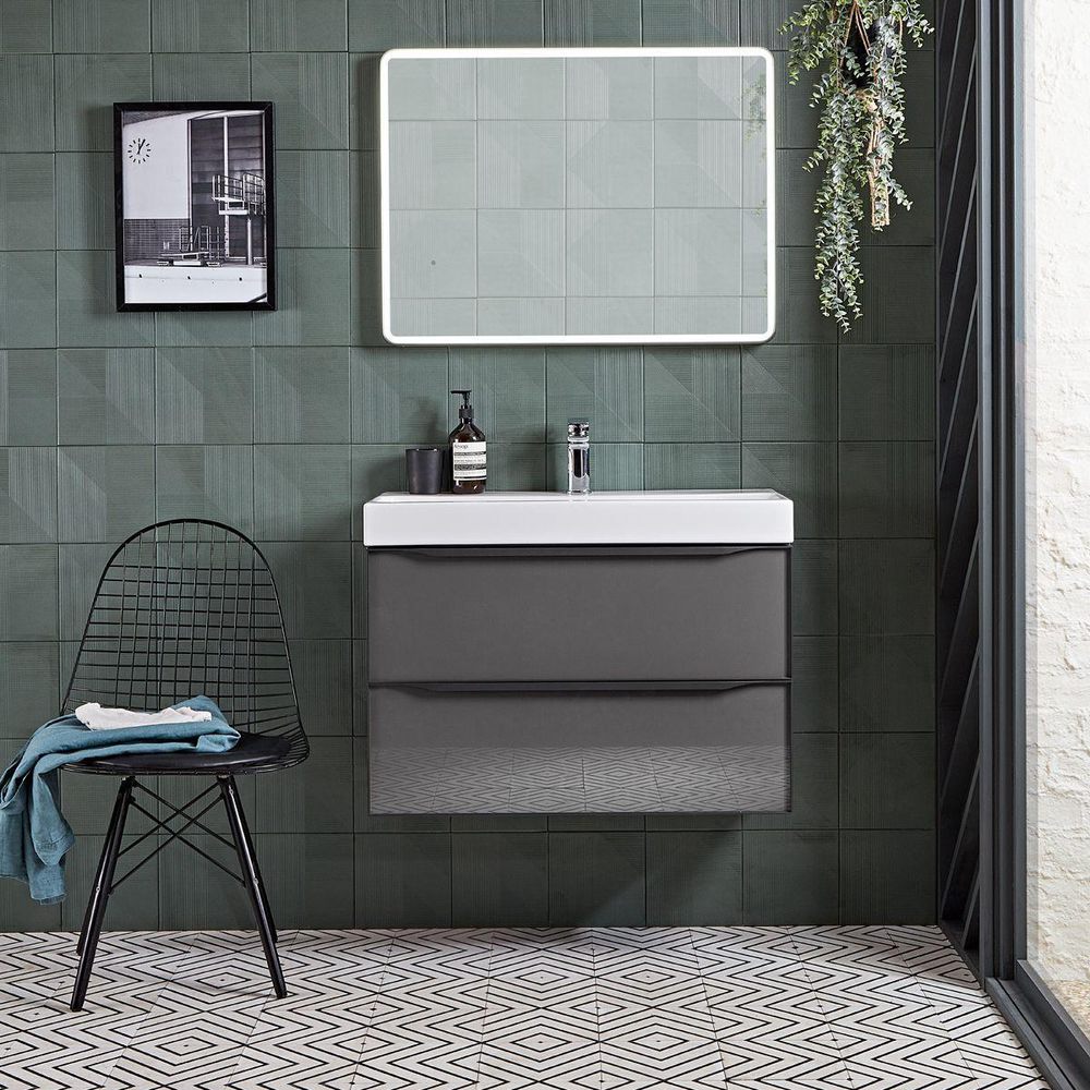 Frame 600 Wall Mounted Bathroom Unit in Gloss Dark Clay slide image