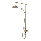 Halcyon Exposed Dual Function Shower System With Shower Head And Handset Brushed Brass 1065897