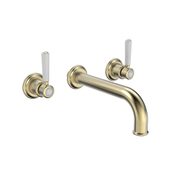 Halcyon Wall Mounted Basin Mixer with Click Waste Brushed Nickel 1281009