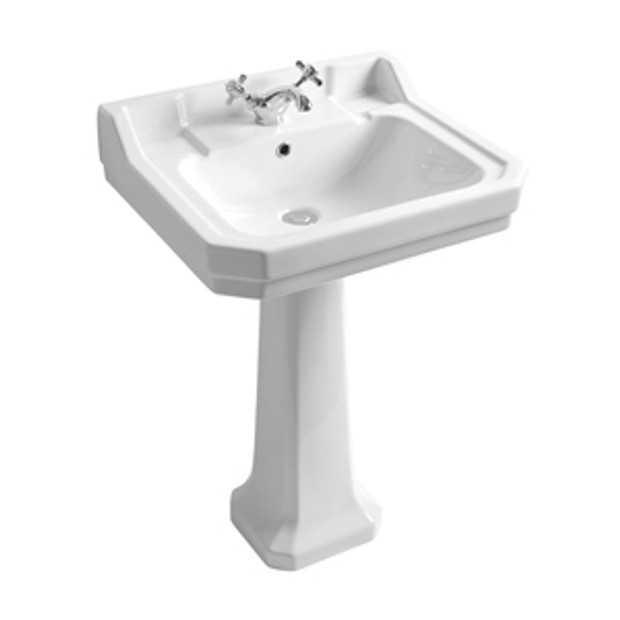 Harrow Square Pedestal Basin 605mm 1 Tap Hole 1064623 Harrow Square Pedestal Basin 605mm 1 Tap Hole 1064623