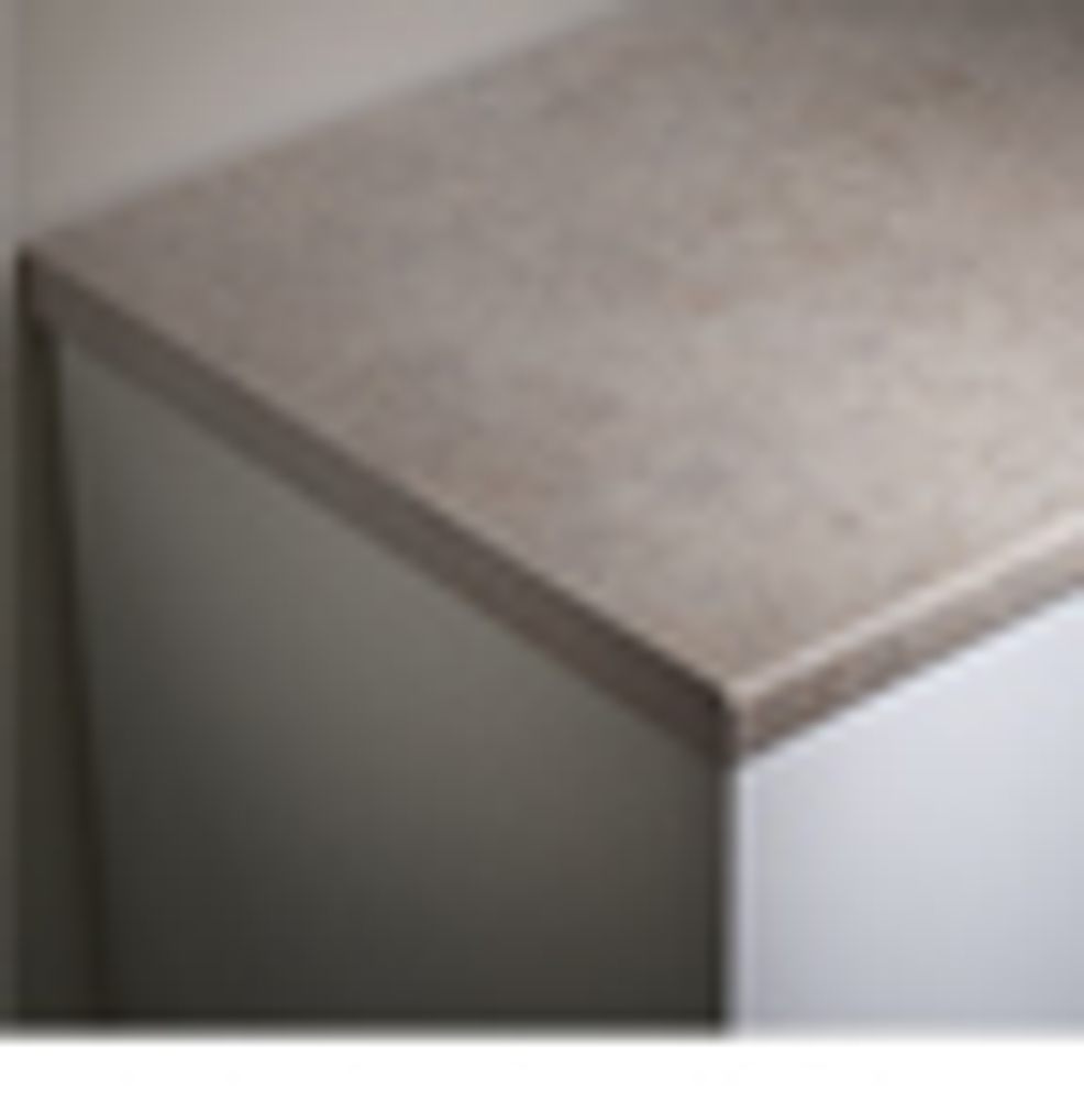 beige stone effect laminate finish bathroom worktop slide image