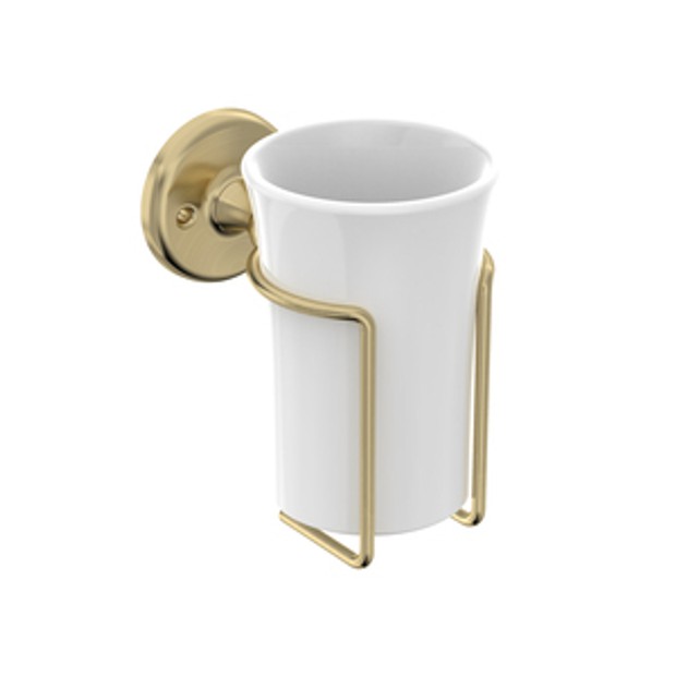Keswick Ceramic Tumbler Holder Timeless Brushed Brass 1065466 Keswick Ceramic Tumbler Holder Timeless Brushed Brass 1065466