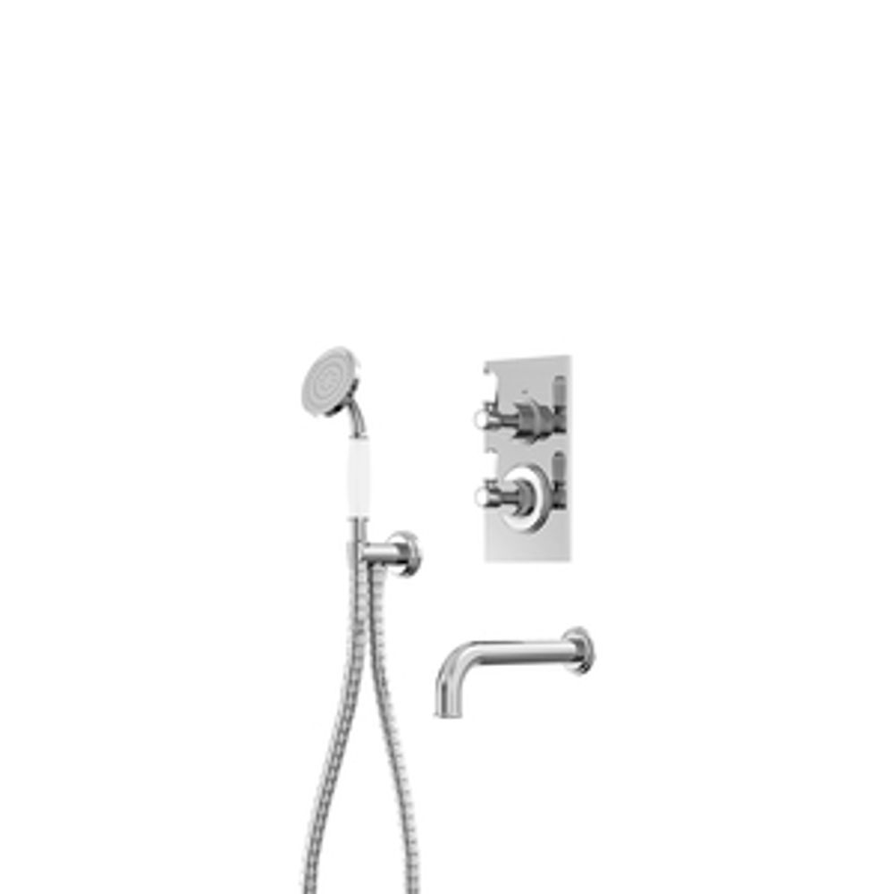 Keswick Dual Function Concealed Shower System With Bath Spout And Handset Outlet Chrome 1065279 slide image Keswick Dual Function Concealed Shower System With Bath Spout And Handset Outlet Chrome 1065279 slide image