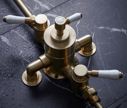 Keswick Dual Function Exposed Shower System in Brushed Brass Video