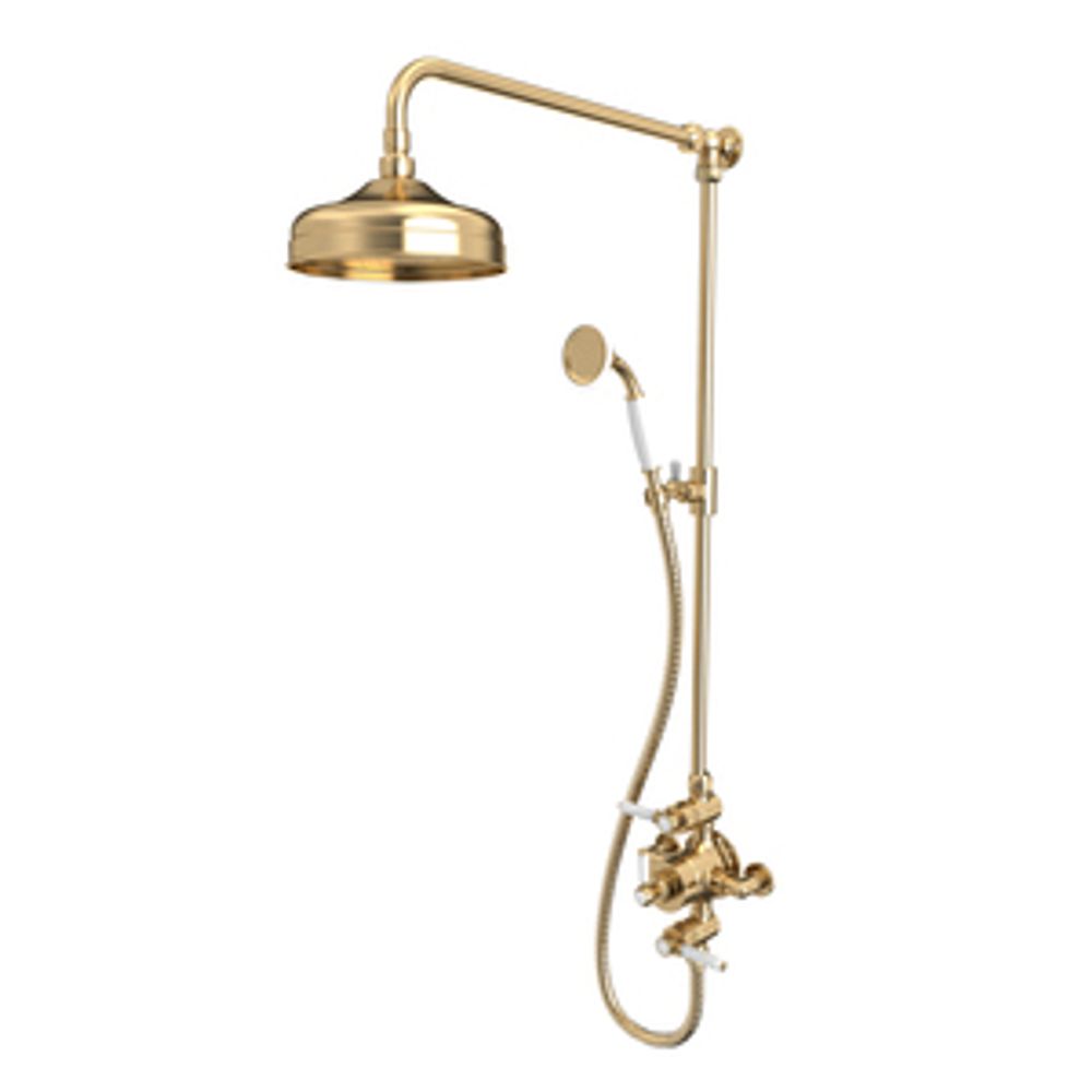 Lansdown Dual Function Shower System With Overhead Shower And Handset Brushed Brass 1065290 slide image Lansdown Dual Function Shower System With Overhead Shower And Handset Brushed Brass 1065290 slide image