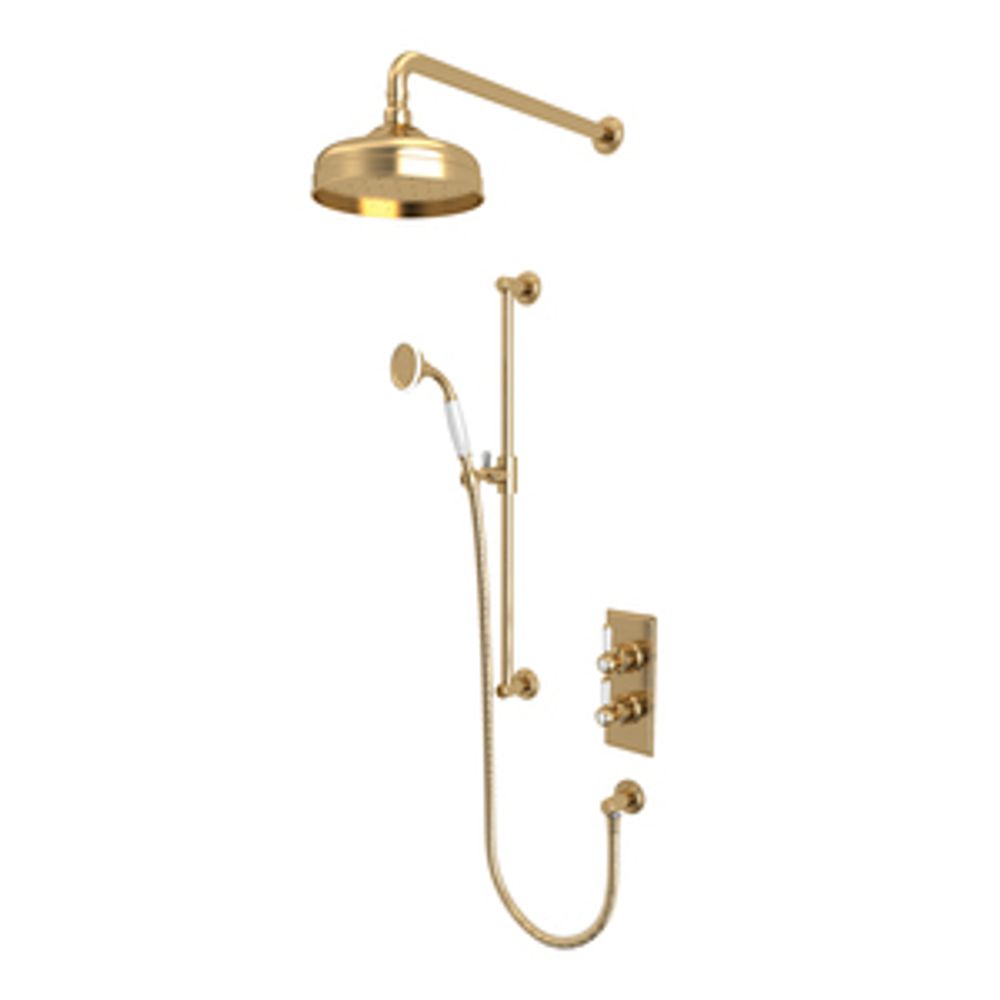 Lansdown Dual Function Shower System With Riser Kit And Overhead Shower Brushed Brass 1064808 slide image Lansdown Dual Function Shower System With Riser Kit And Overhead Shower Brushed Brass 1064808 slide image