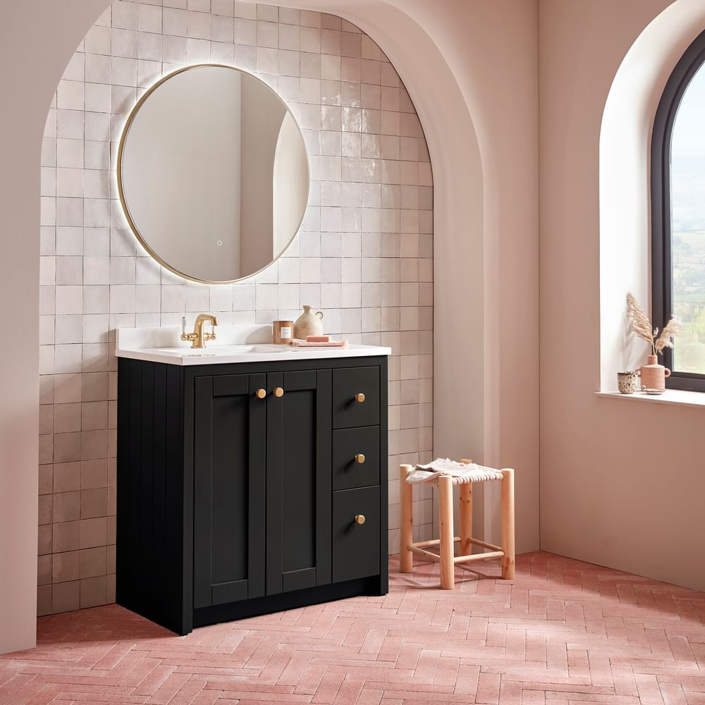 Lansdown 800mm Freestanding Unit Black Lifestyle slide image Lansdown 800mm Freestanding Unit Black Lifestyle slide image