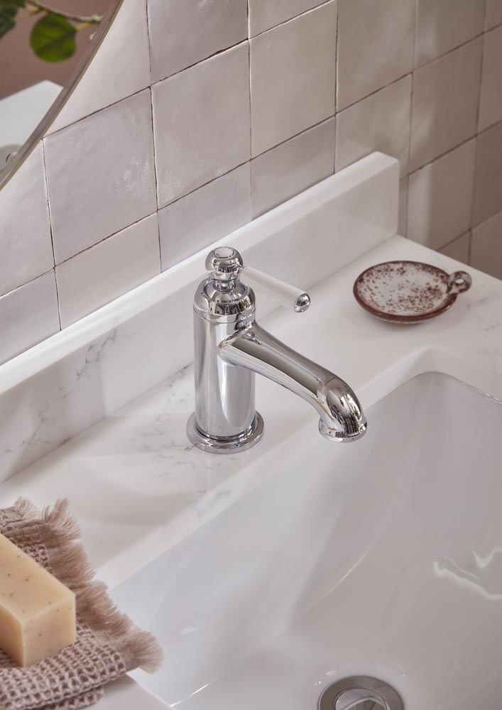 Lansdown basin mixer chrome lifestyle 1 slide image Lansdown basin mixer chrome lifestyle 1 slide image