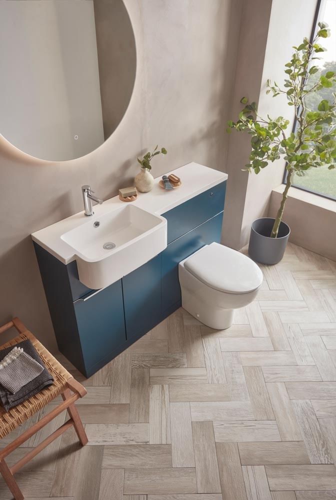 Match 1200mm LH Oxford Blue MAT12 OB Match 1200 LH basin MAT12 BL Top Down 4671 slide image Match 1200mm LH Oxford Blue MAT12 OB Match 1200 LH basin MAT12 BL Top Down 4671 slide image