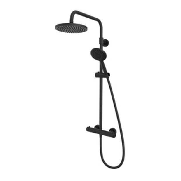 Merit Push Bar Shower System System Matt Black 1065027 Merit Push Bar Shower System System Matt Black 1065027