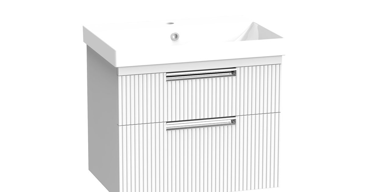 Platform 600 Fluted Wall Mounted Vanity Unit - Matt White | R2 Bathrooms