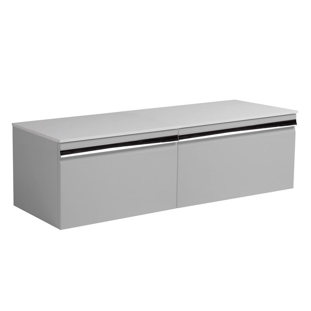 grey modern double bathroom vanity unit slide image
