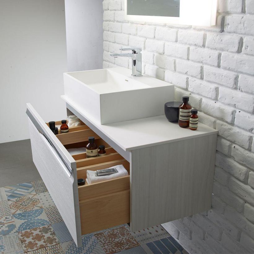 900mm wall mounted bathroom unit drawer open