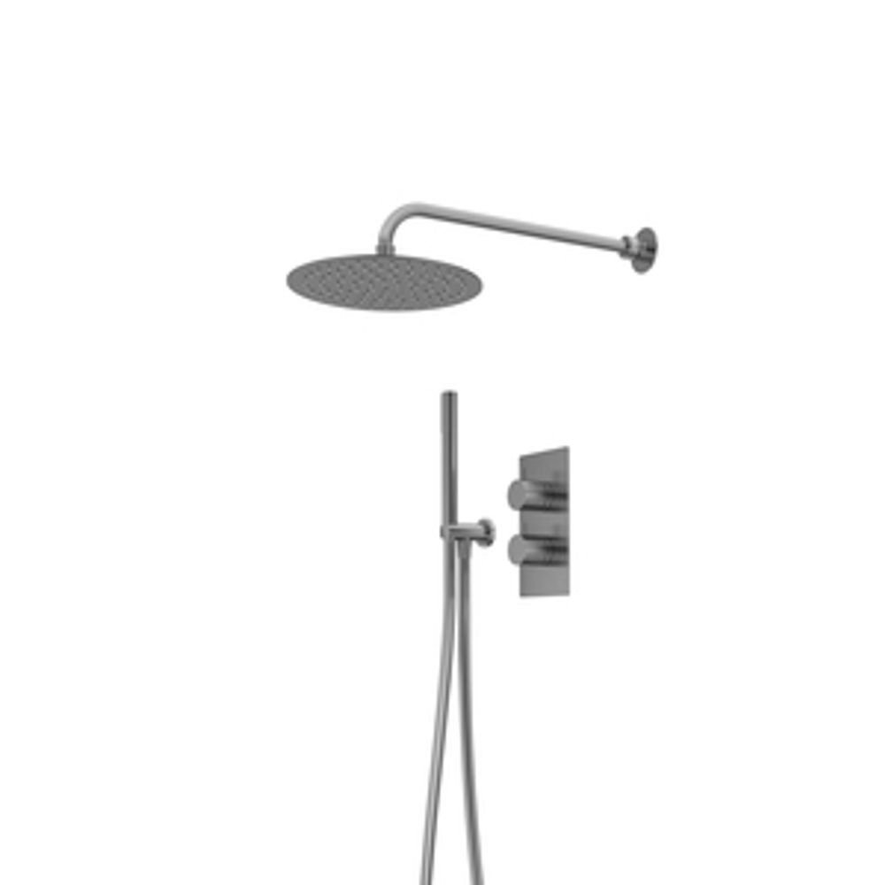 Quantum Dual Function Shower System With Handset Holder And Overhead Shower Gunmetal 1065748 slide image Quantum Dual Function Shower System With Handset Holder And Overhead Shower Gunmetal 1065748 slide image