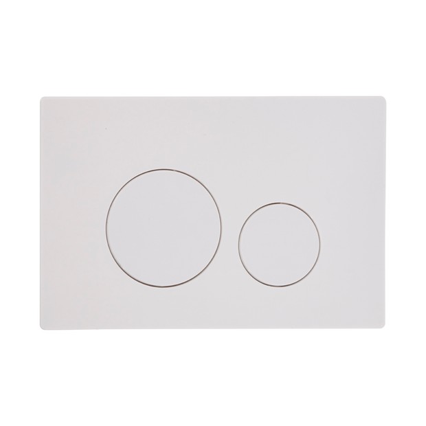 white circular push dual flush plate