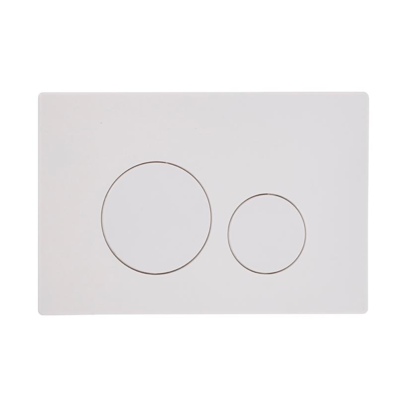 white circular push dual flush plate