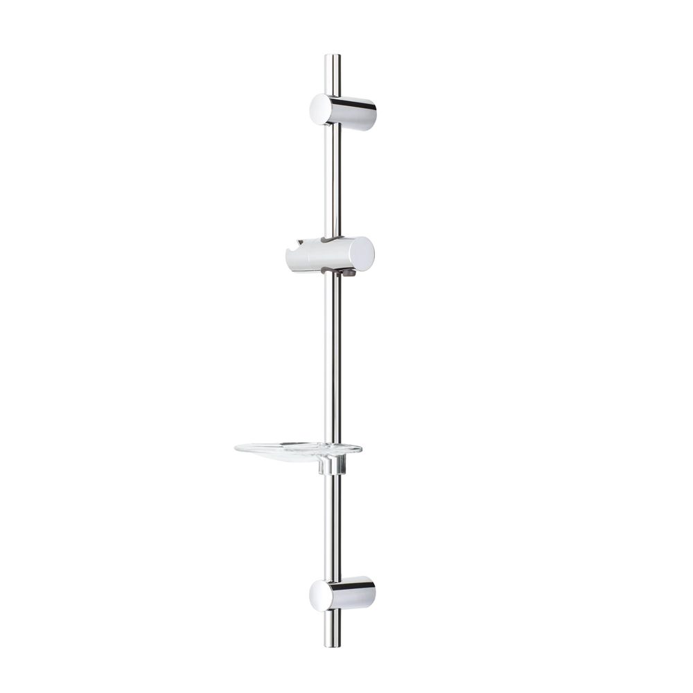 adjustable chrome shower rail with shelf slide image