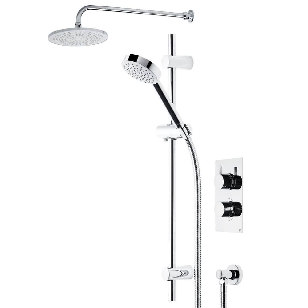 modern chrome fixed head shower, shower handset and concealed valve slide image modern chrome fixed head shower, shower handset and concealed valve slide image