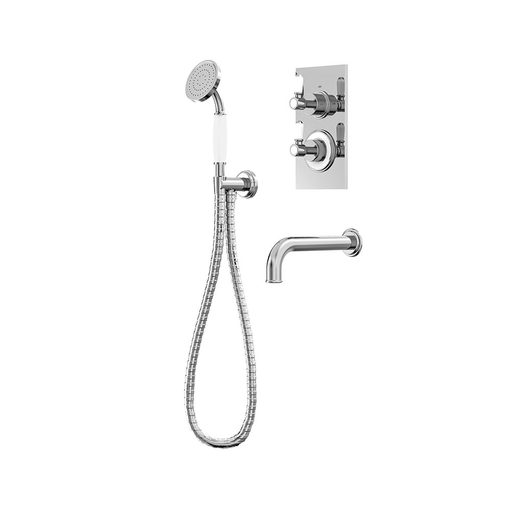 SVSET182 Keswick 2 F Shower System with Spout and Handset Holder Chrome slide image SVSET182 Keswick 2 F Shower System with Spout and Handset Holder Chrome slide image