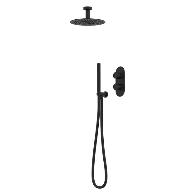SVSET193 Unity 2 F Shower System Hotel Style with Ceiling Arm Black