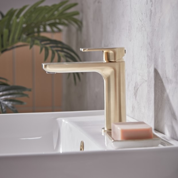 Savour Basin Mixer Brushed Brass Lifestyle 1 Savour Basin Mixer Brushed Brass Lifestyle 1