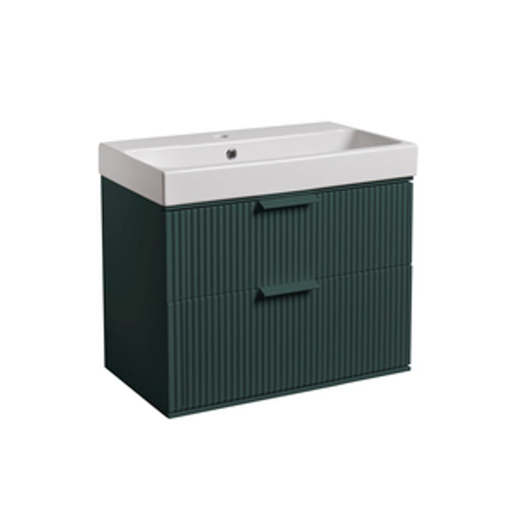Scheme 600 Fluted Wall Mounted Vanity Unit Matt Juniper Green 1065921 slide image Scheme 600 Fluted Wall Mounted Vanity Unit Matt Juniper Green 1065921 slide image