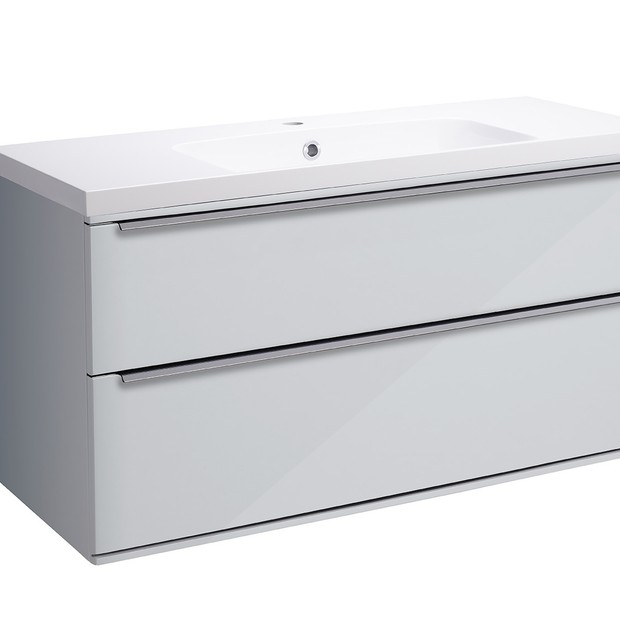 1000mm gloss white double drawer bathroom vanity unit
