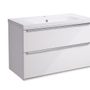 800mm gloss white double drawer bathroom unit slide image