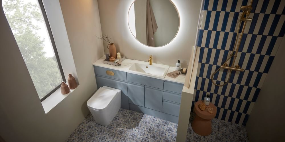 Scribe in Matt Mineral Blue with an inline basin slide image Scribe in Matt Mineral Blue with an inline basin slide image