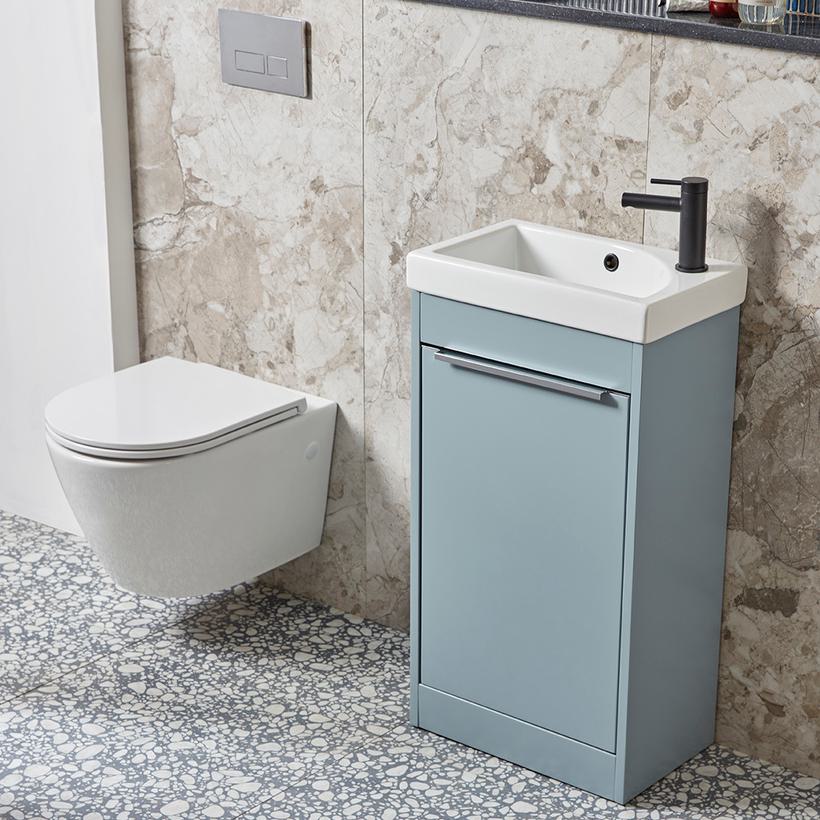 Sequence 450 Mineral Blue WH WC Stainless flush plate