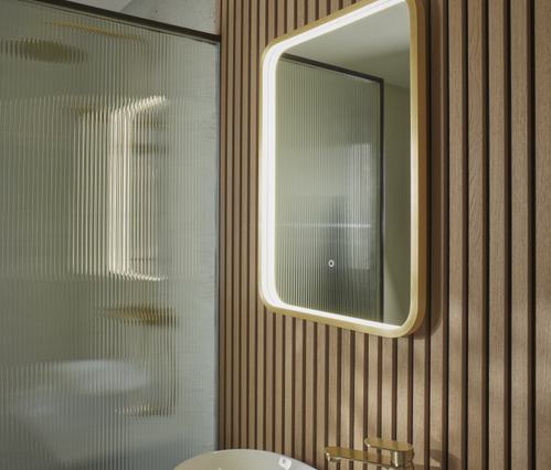 Stealth 500 x 700 bathroom mirror - brushed brass Video