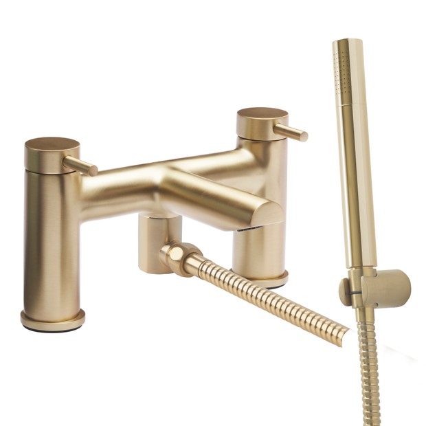 Storm Nova Deck Mounted Bath Shower Mixer Brushed Brass 1064708 Storm Nova Deck Mounted Bath Shower Mixer Brushed Brass 1064708