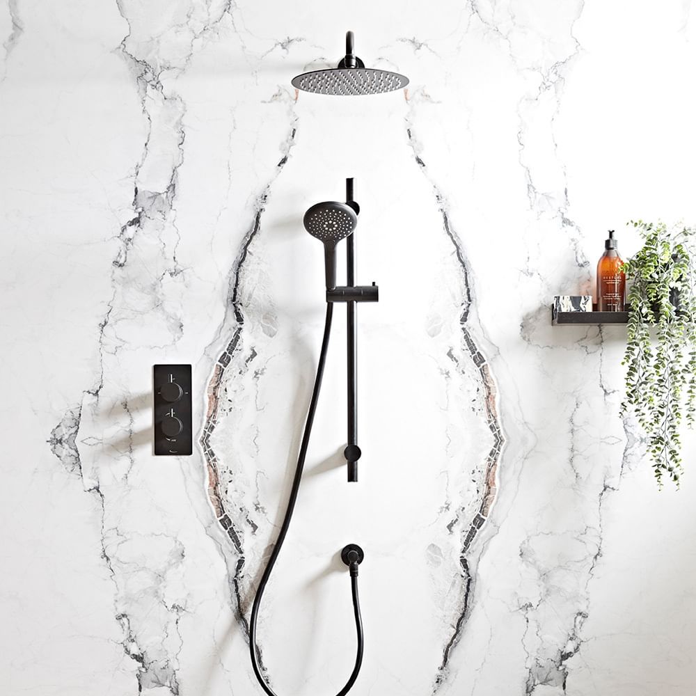 TAV Merit 2 F Black shower lifestyle slide image TAV Merit 2 F Black shower lifestyle slide image