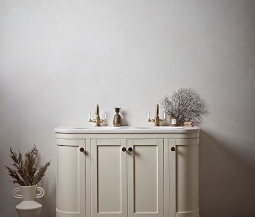 Widcombe 1200 Curved Double Basin Vanity Unit in Parchment Video