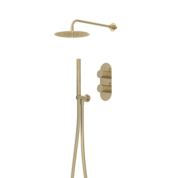Unity Dual Function Concealed Shower System With Shower Head And Handset Outlet Brushed Brass 1065335 Unity Dual Function Concealed Shower System With Shower Head And Handset Outlet Brushed Brass 1065335