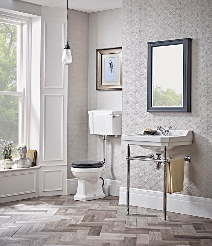 Vitoria washstand and basin with low level WC and Cistern lifestyle copy