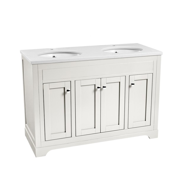 Widcombe 1200 Flat Fronted Unit Double Basin Canvas WMB13103