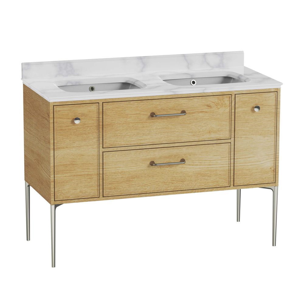 Flint Wood Roper Rhodes Walcot 1200 Freestanding 4 Drawer Double Basin Vanity Unit | Roper Rhodes
