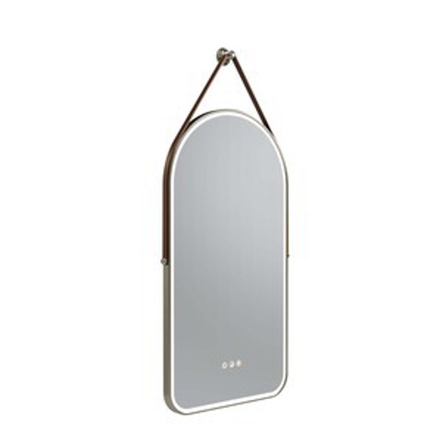 Walcot Arch 400 x 800 Mirror with Brown Strap Nickel 1102521 Walcot Arch 400 x 800 Mirror with Brown Strap Nickel 1102521