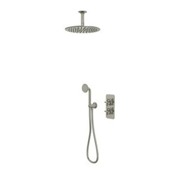 Walcot Dual Function Shower System with Ceiling Head Handset Outlet Brushed Nickel 1102724 Walcot Dual Function Shower System with Ceiling Head Handset Outlet Brushed Nickel 1102724