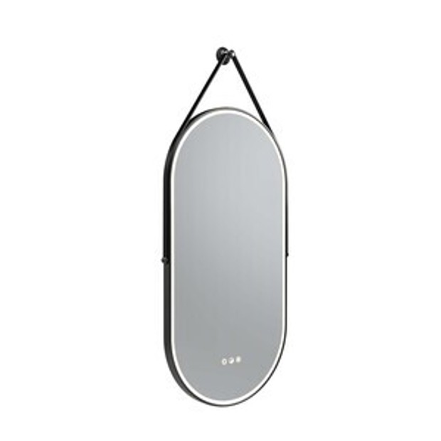 Walcot Pill 400 x 800 Mirror with Black Strap Black 1102541 Walcot Pill 400 x 800 Mirror with Black Strap Black 1102541