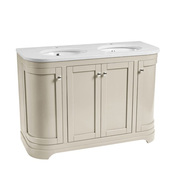 Widcombe 1200 Curved Unit Double Basin Parchment WMB13064