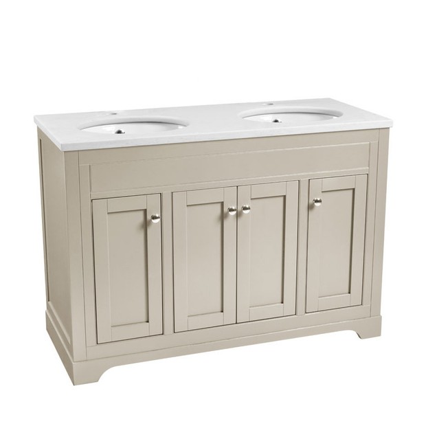 Widcombe 1200 Flat Fronted Unit Double Basin Parchment WMB13104