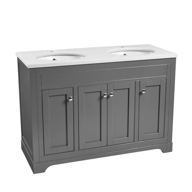 Widcombe 1200 Flat Fronted Unit Double Basin Pewter WMB13105