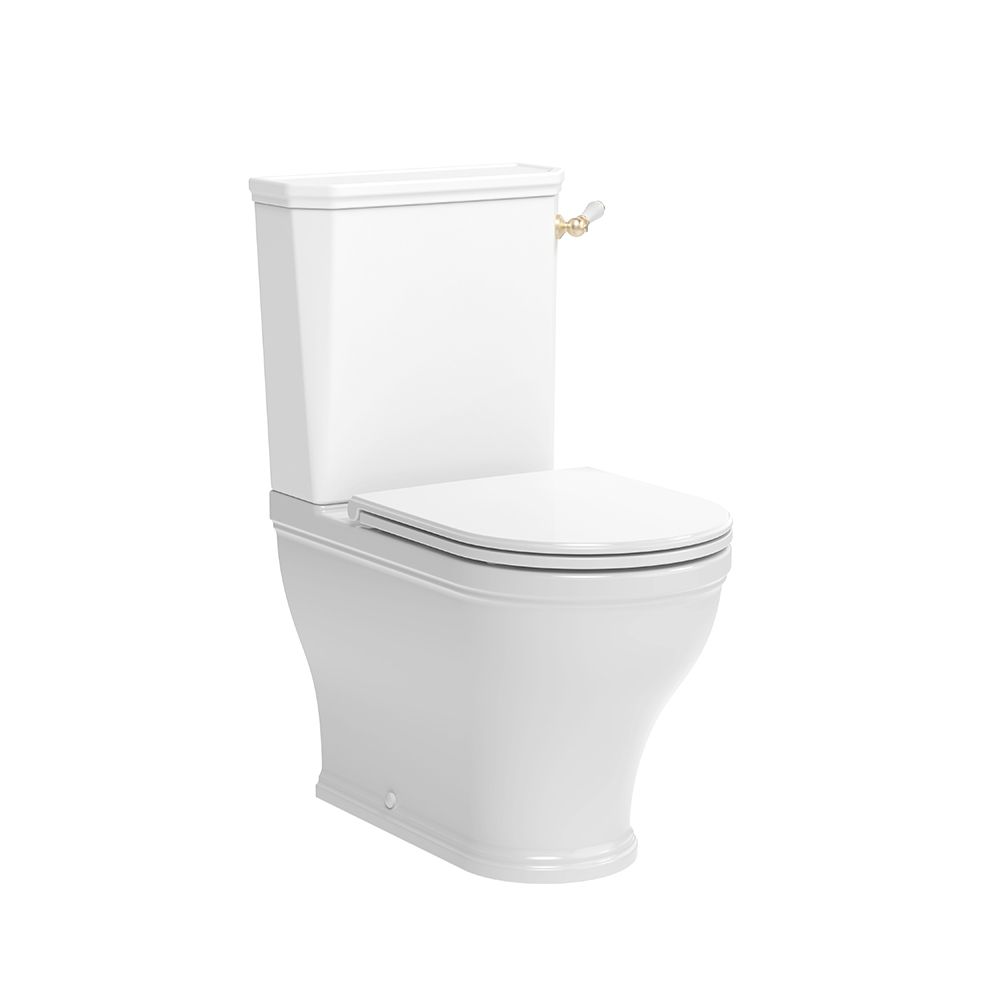 Widcombe Fully Enclosed WC WCCPAN2 with brass cistern flush WCCTNKBRS and white seat WSCT SF slide image